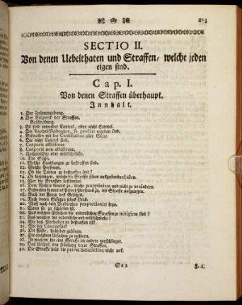 Sectio II. Von denen Uebelthaten und Straffen, welche jeden eigen sind.