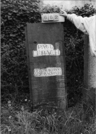 Grabstein 682 (Index: 100088973) Zustand: vollständig von Efeu überwuchert Maße HxBxT: 145x60x26 cm: Grabstein 682