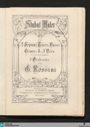 Stabat mater : pour 2 soprani, tenore et basso, choeurs à 4 ou 5 voix