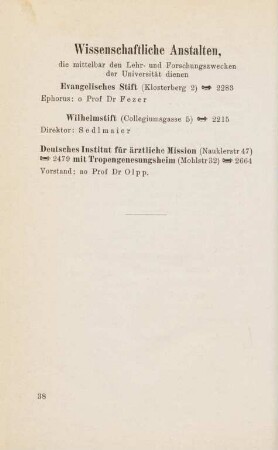 38, Wissenschaftliche Anstalten