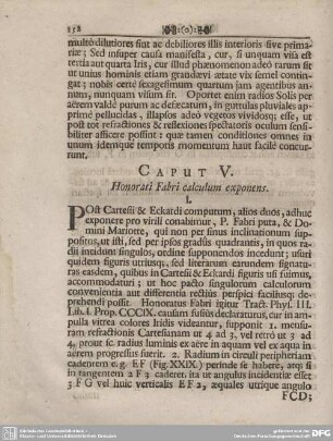 CAPUT. V. Honorati Fabri calculum exponens.