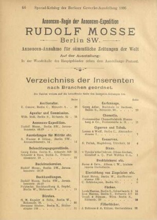 Verzeichniss der Inserenten
