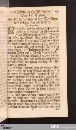 Das IX. Capitel. Von der Erkanntnuß des Menschen/ und desselben Zustand nach der Wiedergeburt.