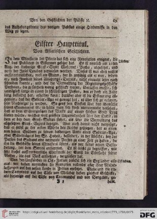 Eilfter Haupttitul: Von Asiatischen Geschichten