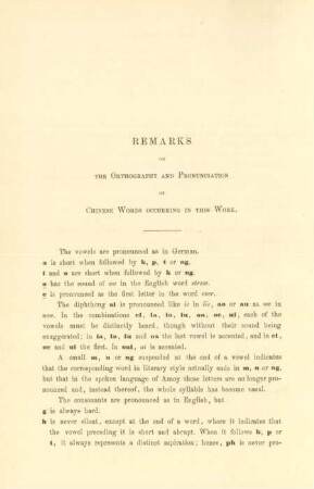 Remarks on the orthography and pronunciation of Chinese words occurring in this work