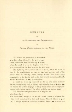 Remarks on the orthography and pronunciation of Chinese words occurring in this work