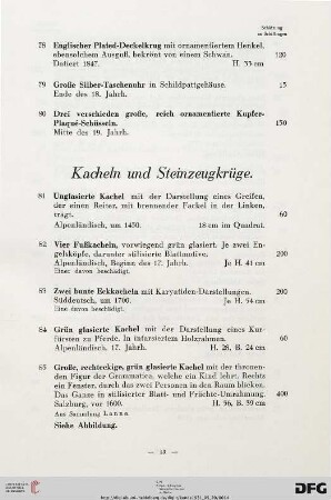 Kacheln und Steinkrüge (Nr. 81-97)