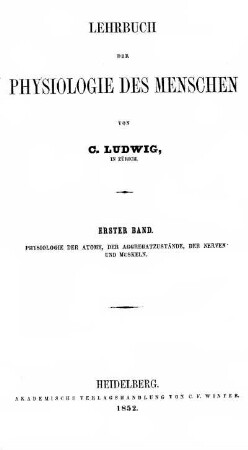 1: Lehrbuch der Physiologie des Menschen