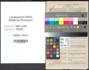 Entnazifizierung Hans Keller , geb. 08.11.1902 (Techniker)