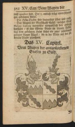 Das XV. Capitel. Vom Wapen der ausgestorbenen Grafen zu Sultz