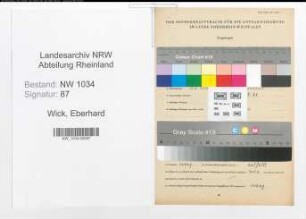 Entnazifizierung Eberhard Von Wick , geb. 30.06.1906 (Major)