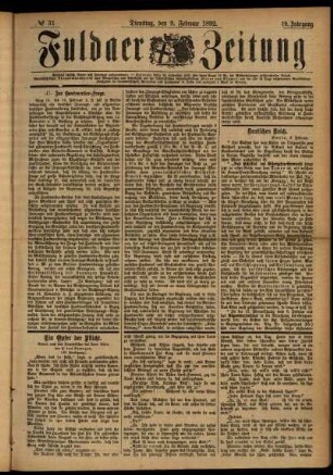 Ausgabe vom Dienstag, den 09. Februar 1892.