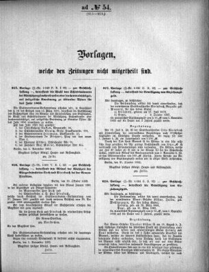 Anlage: ad No.54 (915-919), Vorlagen, welche den Zeitungen nicht mitgeteilt sind