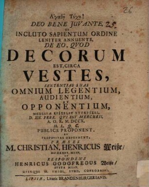 De eo quod decorum est circa vestes