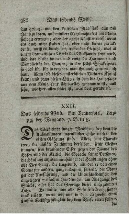 Das leidende Weib. Ein Trauerspiel.