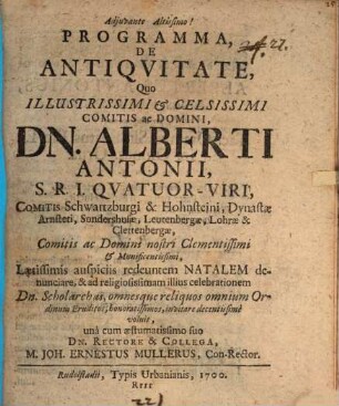 Programma de antiquitate