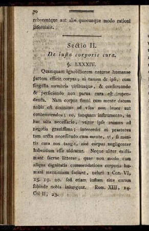 Sectio II. De iusta corporis cura.
