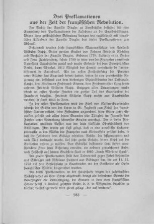 Drei Proklamationen aus der Zeit der französischen Revolution.