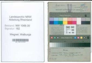 Entnazifizierung Walburga Wegner , geb. 25.08.1910 (Saengerin)