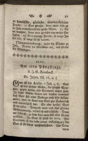 CLXV. Am 2ten Pfingsttage. Ev. Johan.III, 16.u.f.