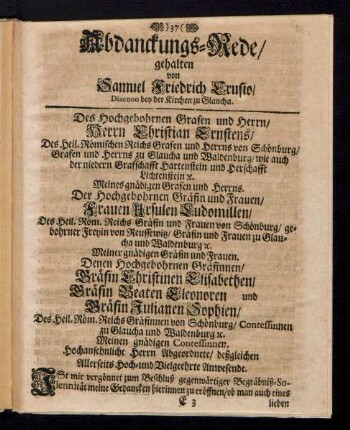 Abdanckungs-Rede