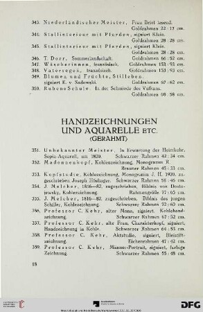 Handzeichnungen und Aquarelle etc. (Nr. 351-409)