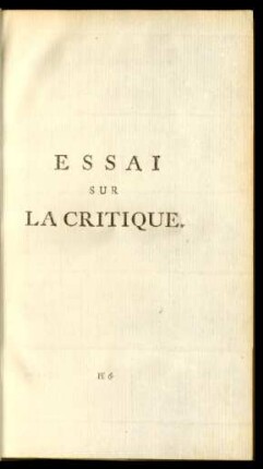 Essai Sur La Critique