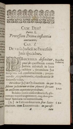 Partis I. Processum Primæ instantiæ continentis.