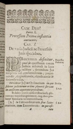 Partis I. Processum Primæ instantiæ continentis.