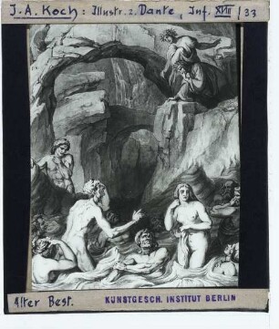 Koch, Vergil und Dante befinden sich außerhalb des achten Höllenkreises (Illustration für Inferno, Gesang XVIII, Vers 33)