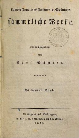 Ludwig Timotheus Freiherrn v. Spittler's sämmtliche Werke, 7