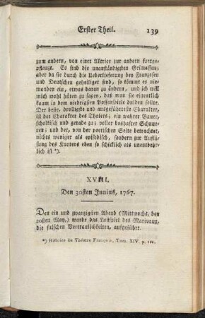 XVIII. Den 30sten Junius, 1767