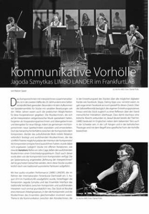 Kommunikative Vorhölle : Jagoda Szmytkas Limbo Lander im FrankfurtLAB