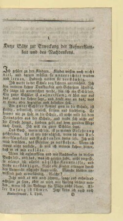 I. Kurze Sätze zur Erweckung der Aufmerksamkeit und des Nachdenkens
