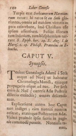 Caput V. Synopsis. Texitur Genealogia Adami à Seth usque ad Noe ...
