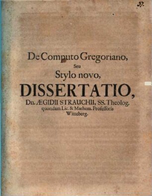 De computo Gregoriano, s. stylo novo diss.