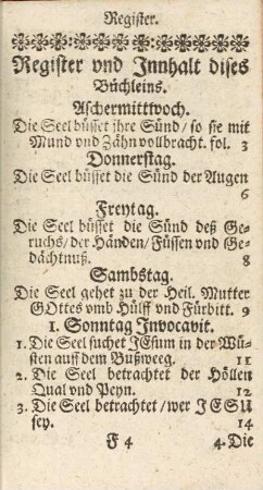 Register und Innhalt dises Büchleins