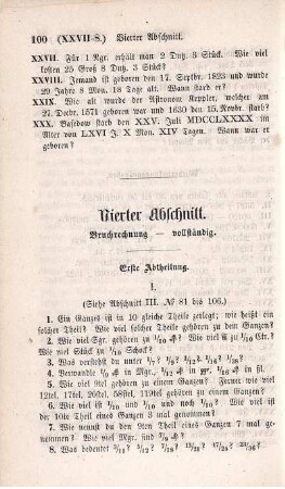 Vierter Abschnitt. Bruchrechnung vollständig.