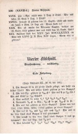 Vierter Abschnitt. Bruchrechnung vollständig.