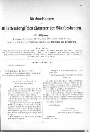 6. Sitzung, Stuttgart, 17.12.1886