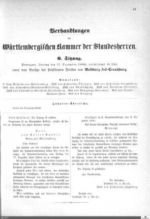 6. Sitzung, Stuttgart, 17.12.1886