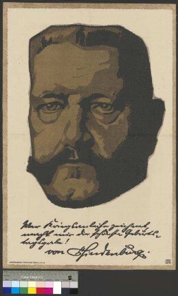 Aufruf mit Porträtbild des Generalfeldmarschalls Paul von                                     Hindenburg zum Zeichnen der [7.] Kriegsanleihe im September                                     1917