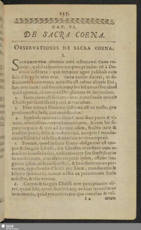 Cap. VI. De Sacra Coena