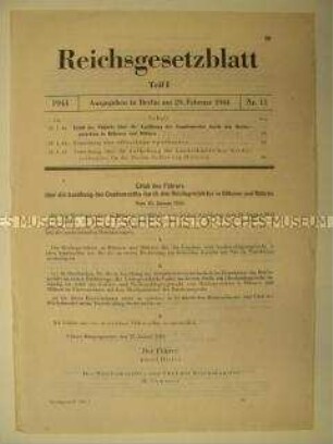 Reichsgesetzblatt, Teil 1, Nr. 11/1944