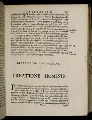 Exercitatio Decima-Nona. De Creatione Hominis.