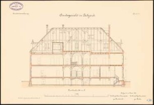 Amtsgerichts- und Gefängnisgebäude, Belgard: Amtsgericht Längsschnitt 1:100