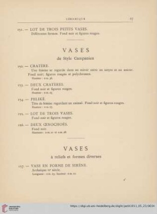 Vases à reliefs et formes diverses (Nr. 157-179)