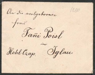 Gustav Mahler (1860-1911) Sammlung: Brief von Gustav Mahler an Fanni Poisl - BSB Ana 600.B.I.2.b. Poisl, Fanni