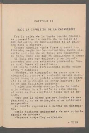 Capítulo IX - Bajo la impresión de la catástrofe