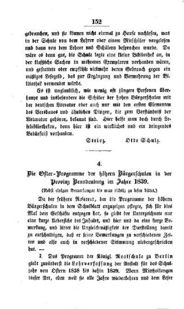Die Oster-Programme der höhern Bürgerschulen in der Provinz Brandenburg im Jahre 1839